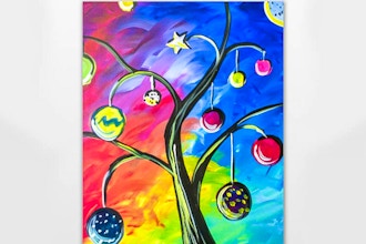Colorful Holiday Christmas Tree with Ornaments